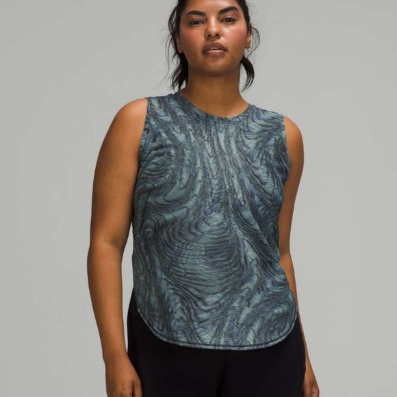 Lululemon High Neck Split Hem Run Tank - Dimensional Icing Blue Multi - Picture 12 of 12